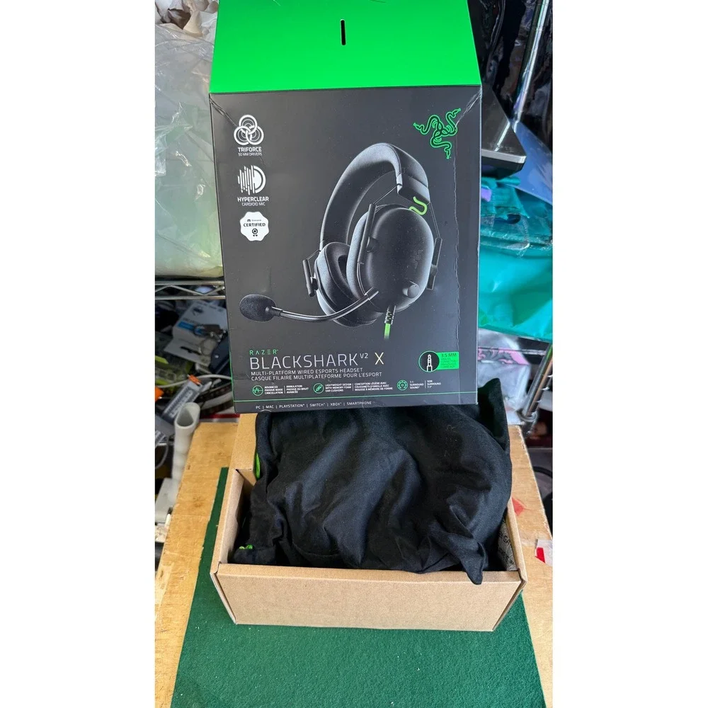 Razer‎ BlackShark V2 X Wired Gaming Headset Black Green 3.5mm PC PS5 Xbox Switch